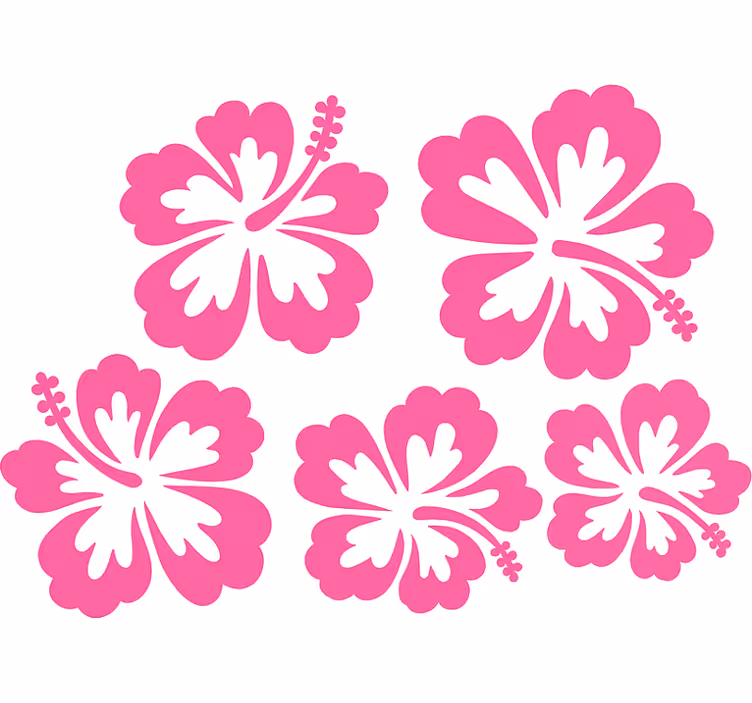 Floral blind pink hibiscus flowers design - TenStickers