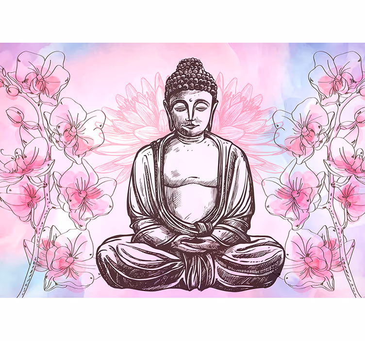 Zen blind buddha floral serenity - TenStickers