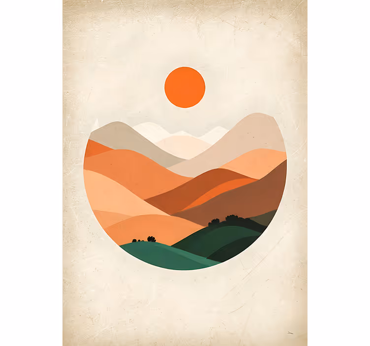 Orange blind sun over the mountains - TenStickers