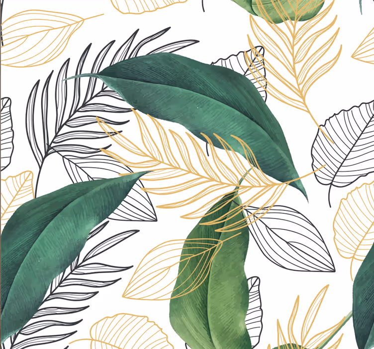 Blind outdoor green and gold leaf art design - TenStickers