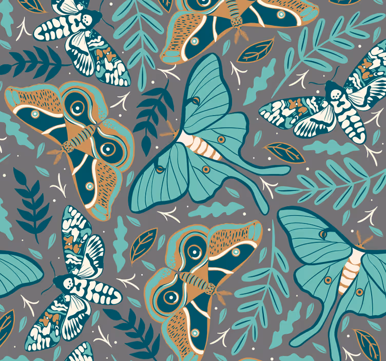 Teenage blind wallpaper in green and blue butterflies - TenStickers