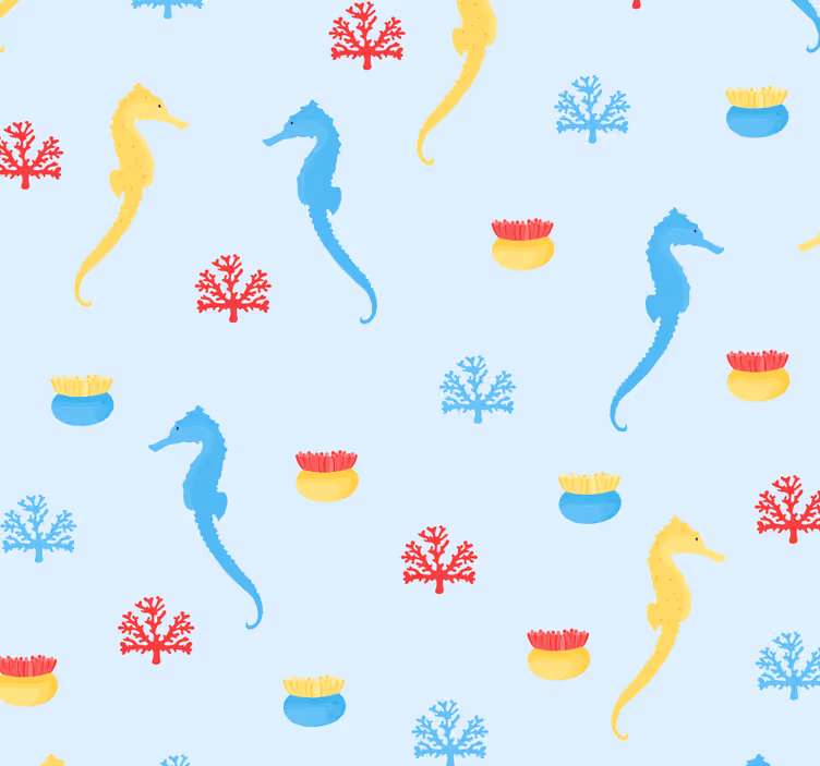 Teenage blind sea horse and coral design - TenStickers
