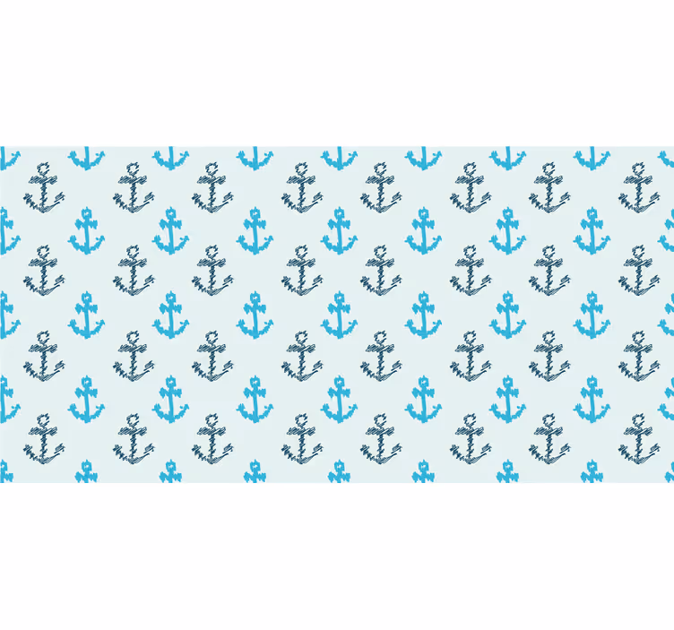 Bathroom blind with distorted blue anchors pattern - TenStickers
