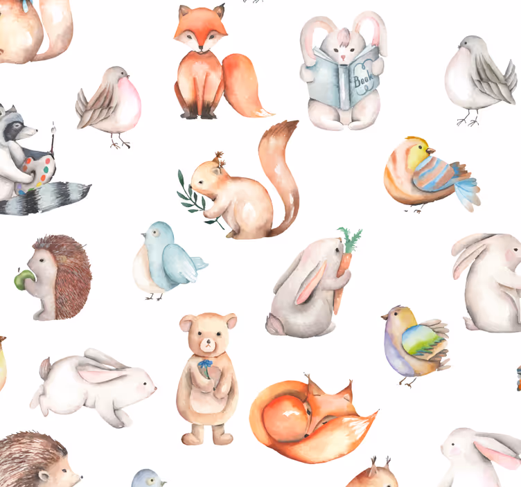 Roller blind nursery cute forest wallpaper for kids - TenStickers