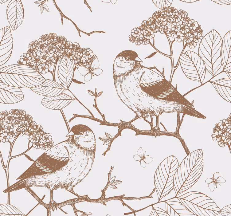 Roller blind nursery with grey and brown birds - TenStickers