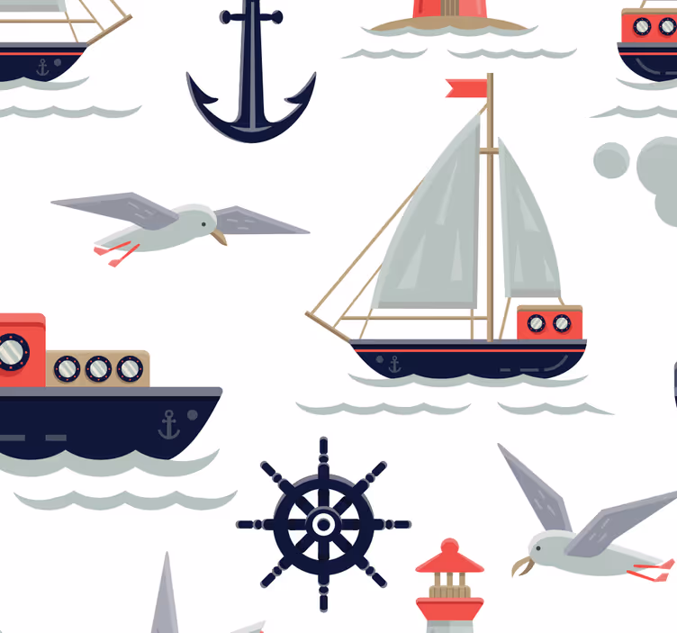 Roller blind nursery navy motifs kids wallpaper - TenStickers