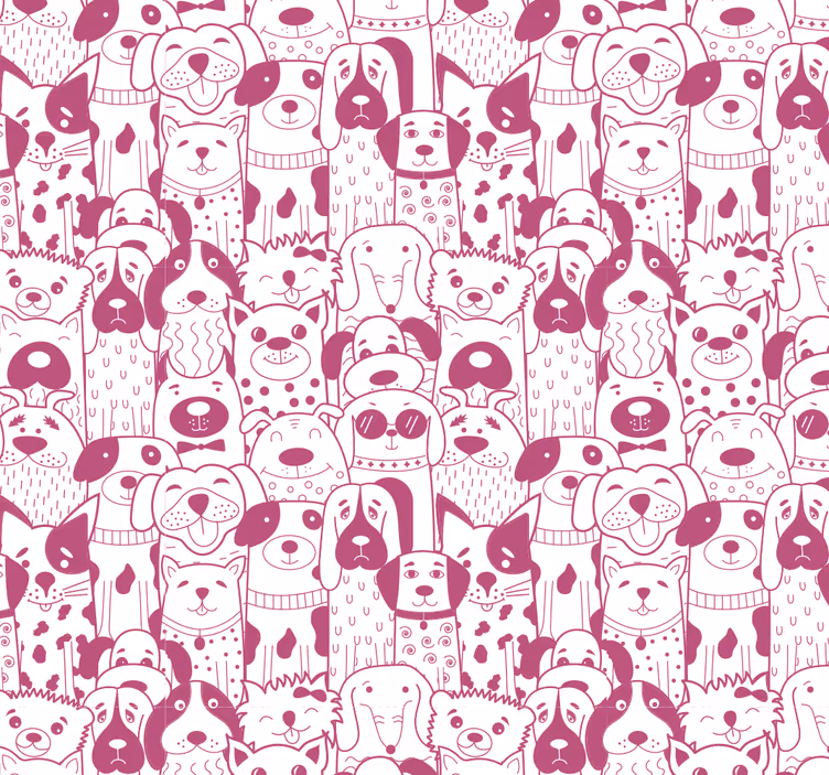 Roller blind nursery with pink furry dog design - TenStickers