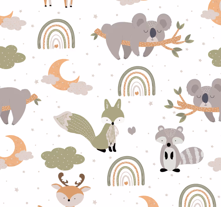 Roller blind nursery scandinavian animal design - TenStickers