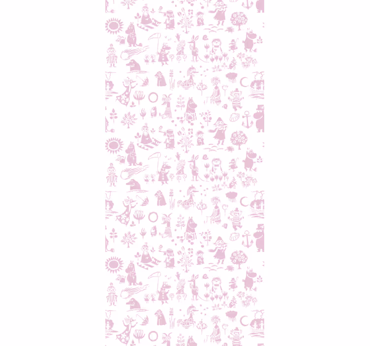 Roller blind nursery pink moomin full wallpaper - TenStickers