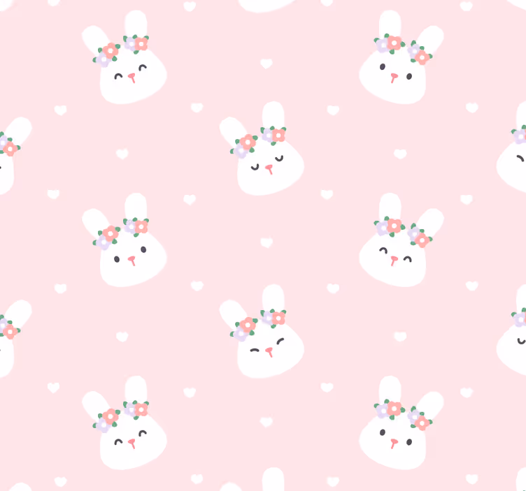 Roller blind nursery with adorable rabbits on pink - TenStickers