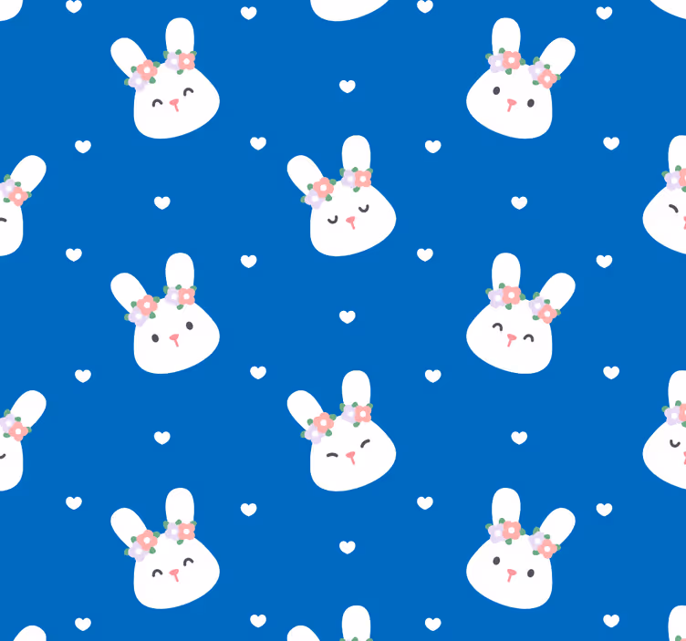 Roller blind nursery cute rabbits on blue background - TenStickers