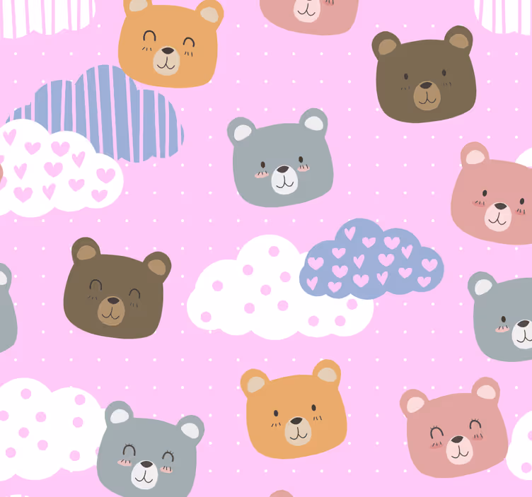 Roller blind nursery minimalist bear smile pink - TenStickers