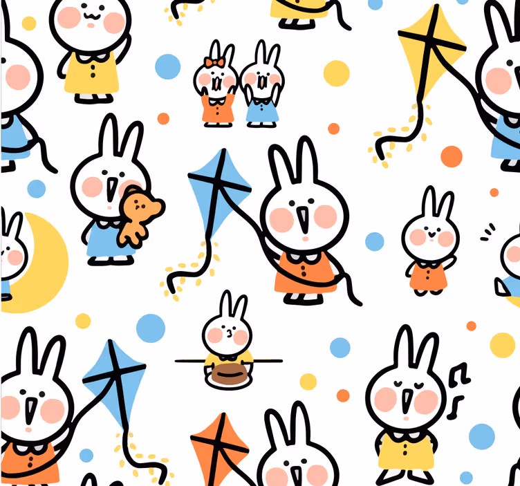 Roller blind nursery rabbit holding a kite - TenStickers