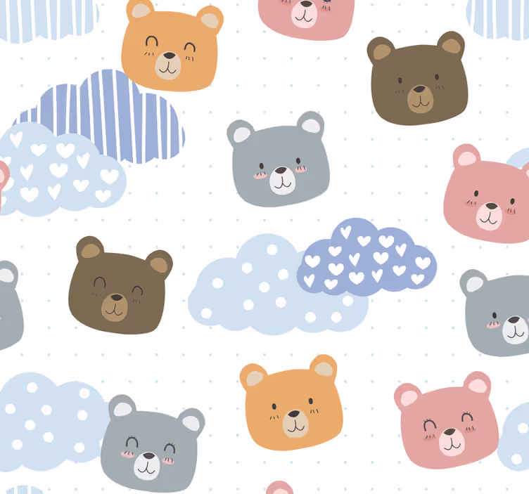Roller blind nursery minimalist bear smile white - TenStickers