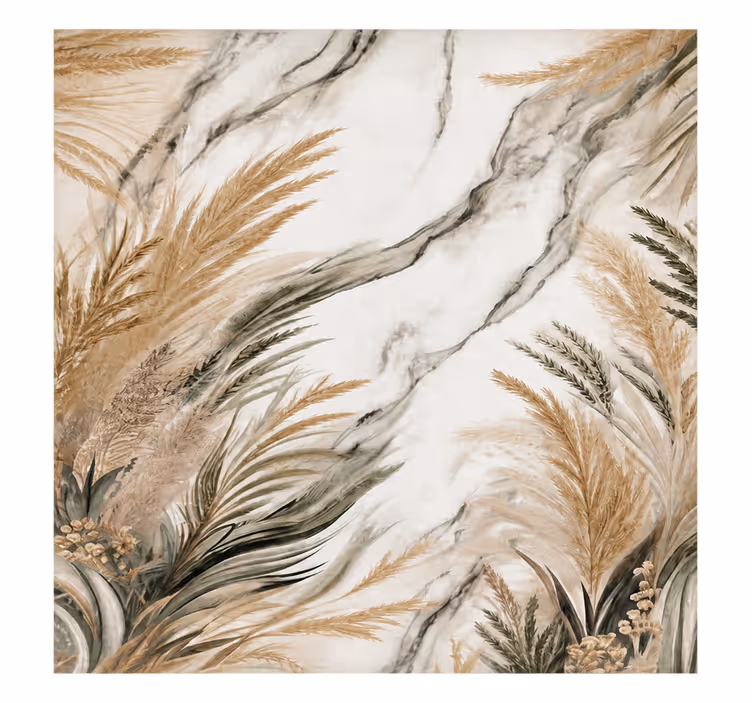 White roller blind with modern leaves - TenStickers