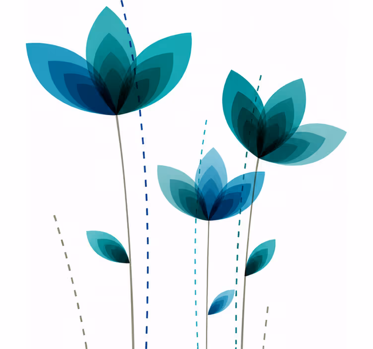 Turquoise blind with triple flower design - TenStickers