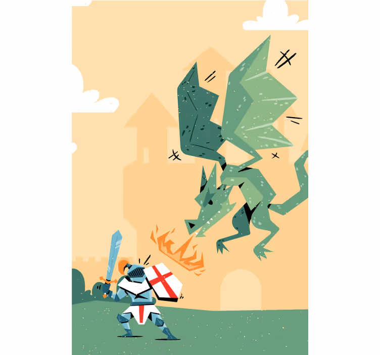 Knight Battles Dragon more animal blind - TenStickers