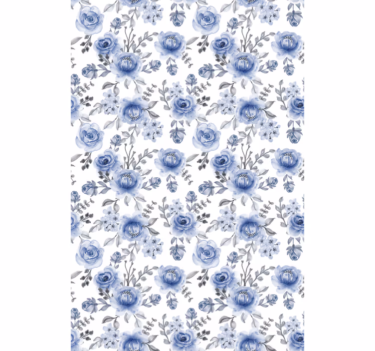 Floral blind in blue floral design - TenStickers