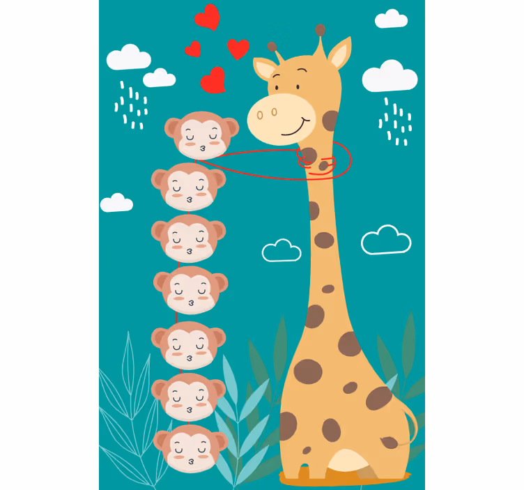 Giraffe Monkey Love more animal blind - TenStickers