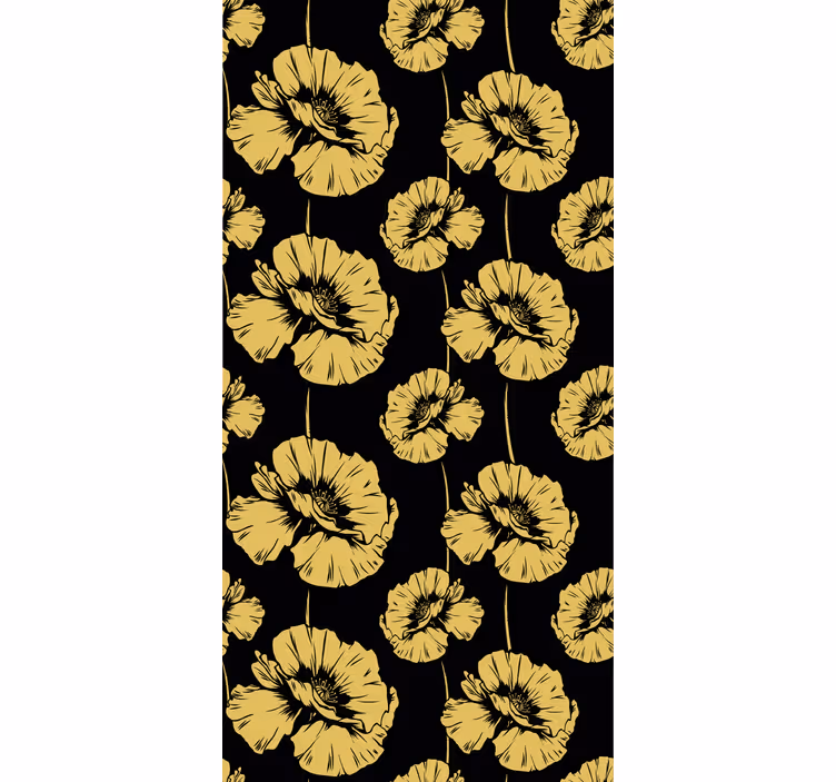 Floral blind in yellow and black design - TenStickers