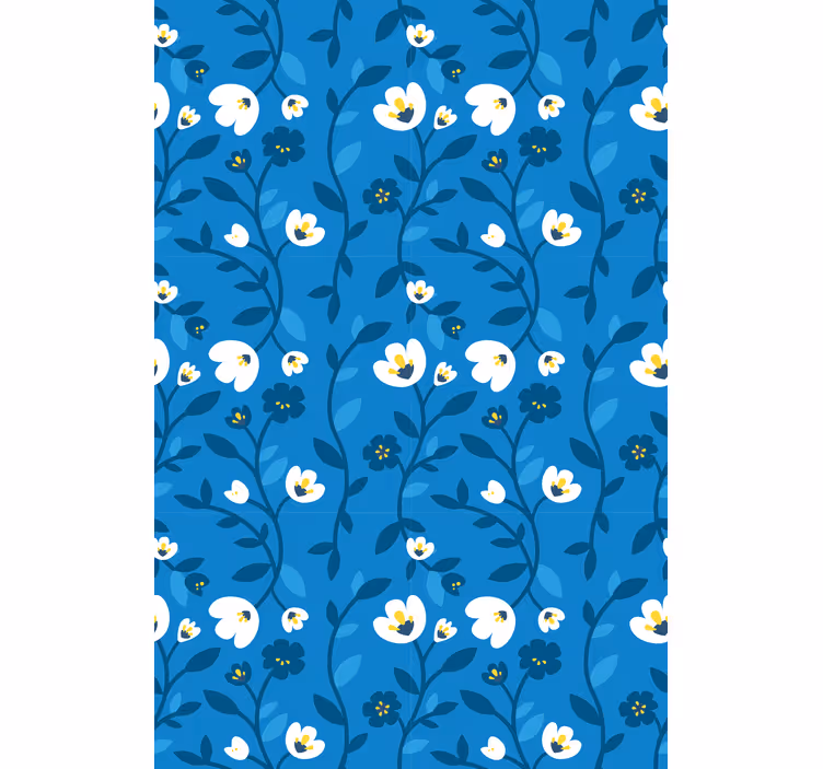 Blue ascending theme blind flowers - TenStickers
