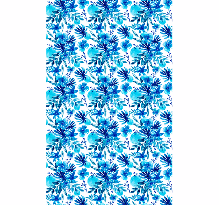 Vivid blue theme blind flowers - TenStickers