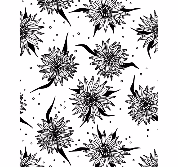 Black and white sunflowers floral blind - TenStickers