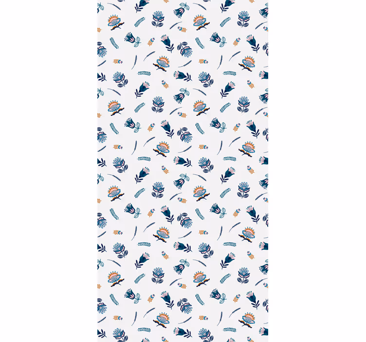 Blue folk art motif floral blind - TenStickers