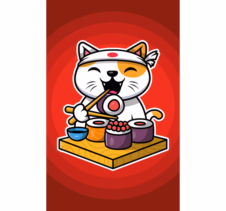 Happy Cat Sushi animal blind - TenStickers