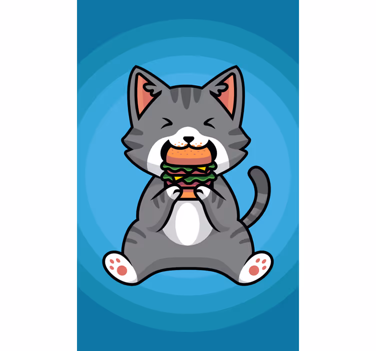 Happy Cat Eating animal blind - TenStickers
