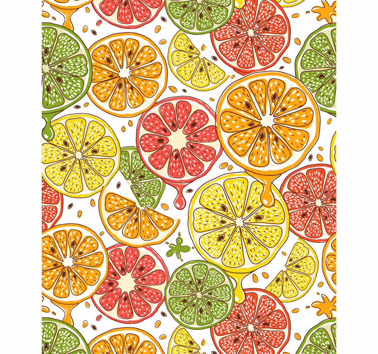 Citrus slice pattern blinds in a kitchen - TenStickers