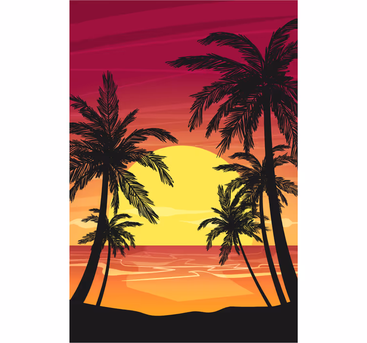 Palm Sunset Scene blind trees - TenStickers