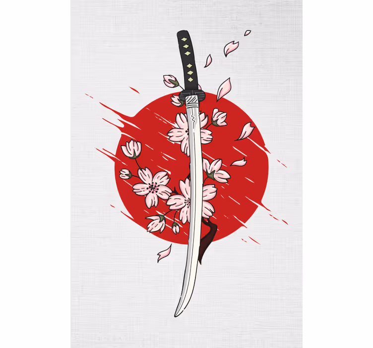Samurai sword blossoms blind art - TenStickers