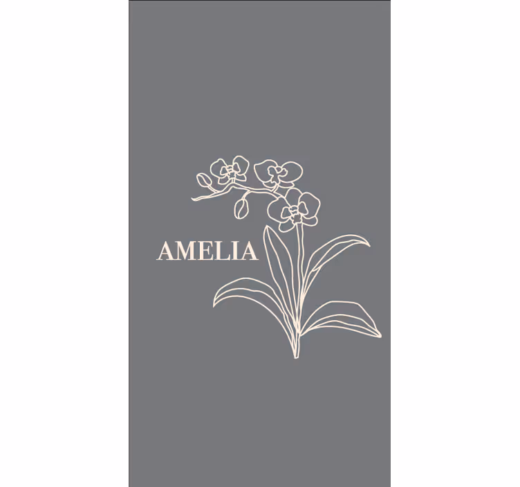 Elegant gray design with name blind flowers - TenStickers