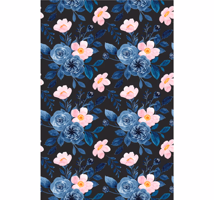 Blue floral motif blind flowers - TenStickers