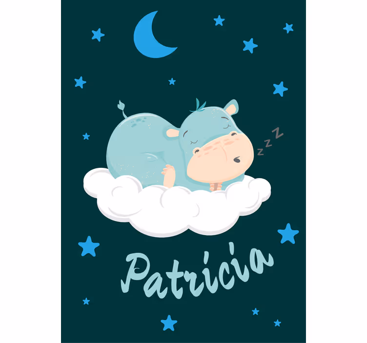 Hippo dream with name roller blind nursery - TenStickers