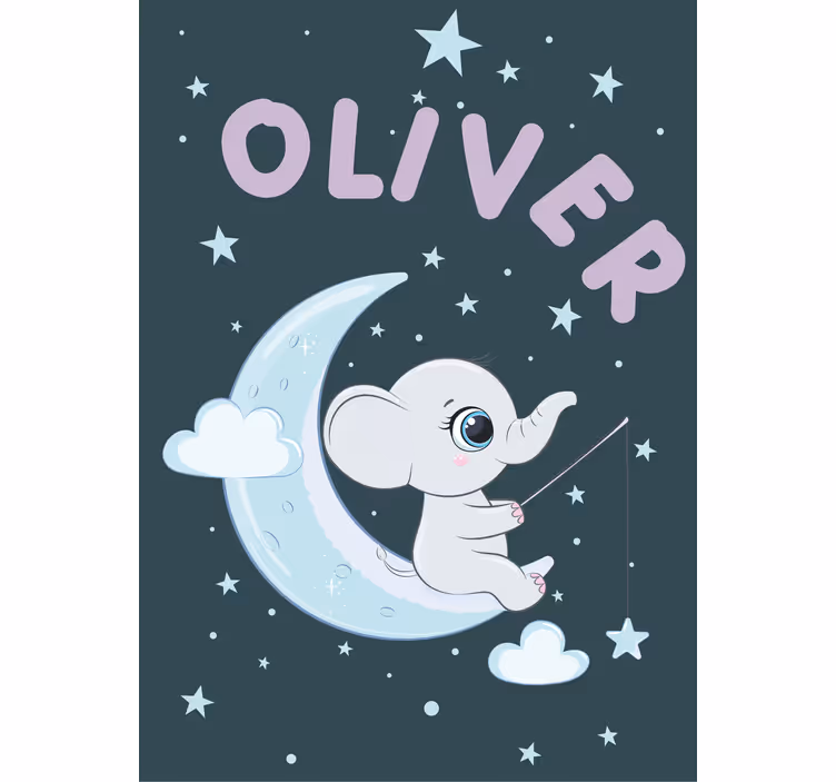 Elephant moon with name roller blind nursery - TenStickers