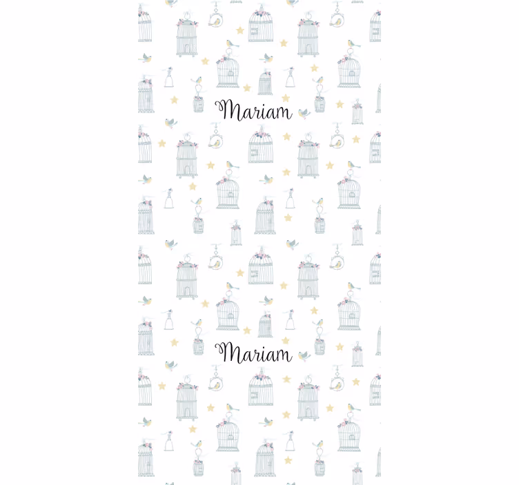 Birdcages with name roller blind nursery - TenStickers