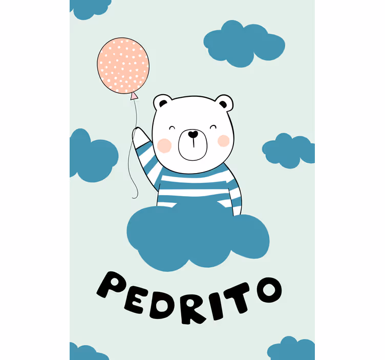 Bear with balloon and name roller blind nursery - TenStickers