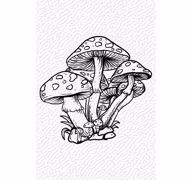 Mushroom Cluster Silhouette blind trees - TenStickers