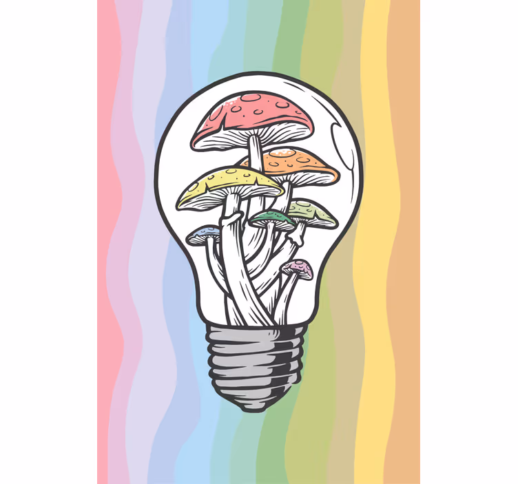 Mushroom Lightbulb Art blind flowers - TenStickers