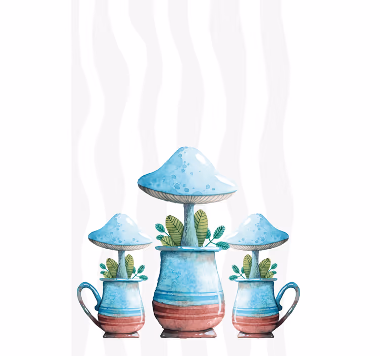 Mushroom Plant Pots blind flowers - TenStickers