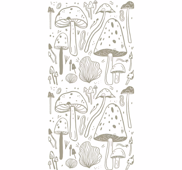 Stylised beige mushrooms more blind flowers - TenStickers