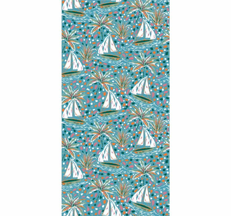Sailing Boats and Palms floral blind - TenStickers