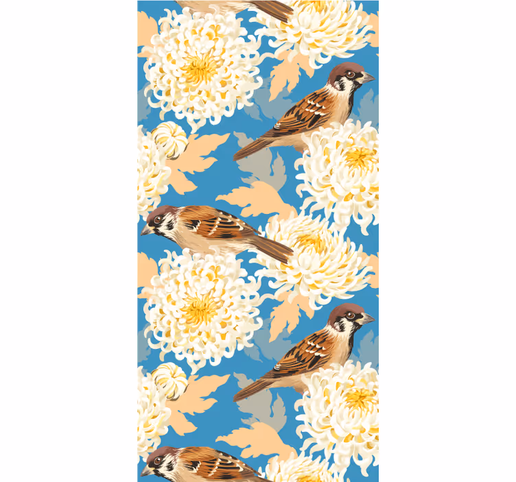 Colorful flowers and sparrows more animal blind - TenStickers
