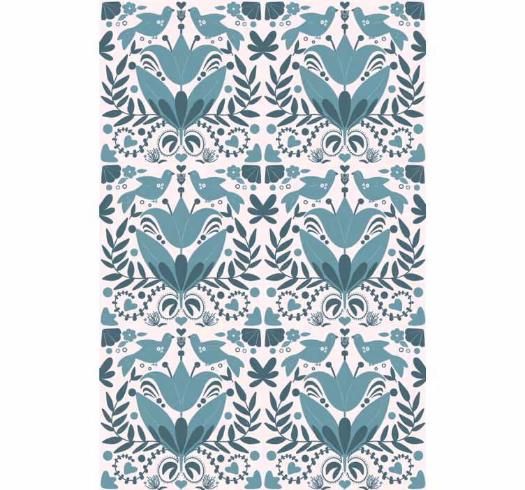 Pattern with Birds blind flowers - TenStickers