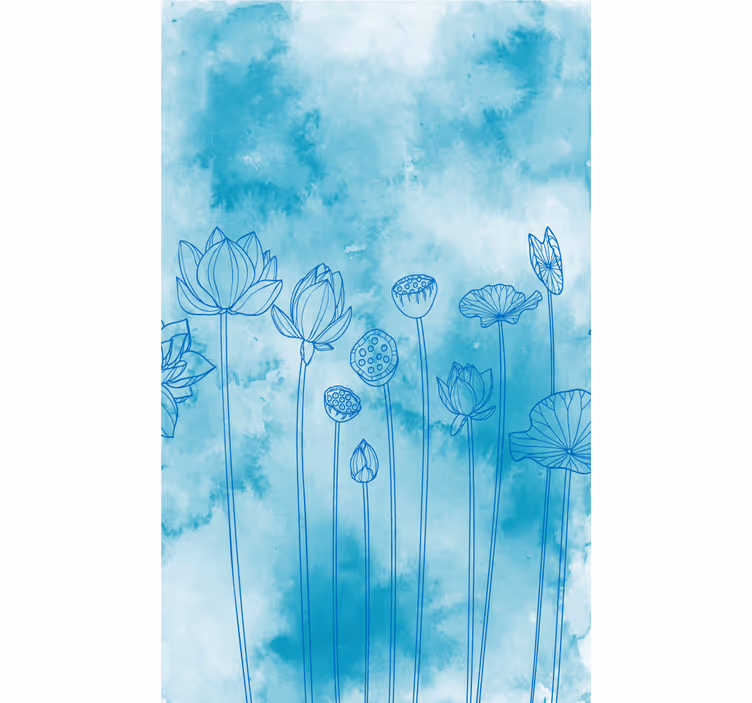 Lotus Blue Pattern blind flowers - TenStickers