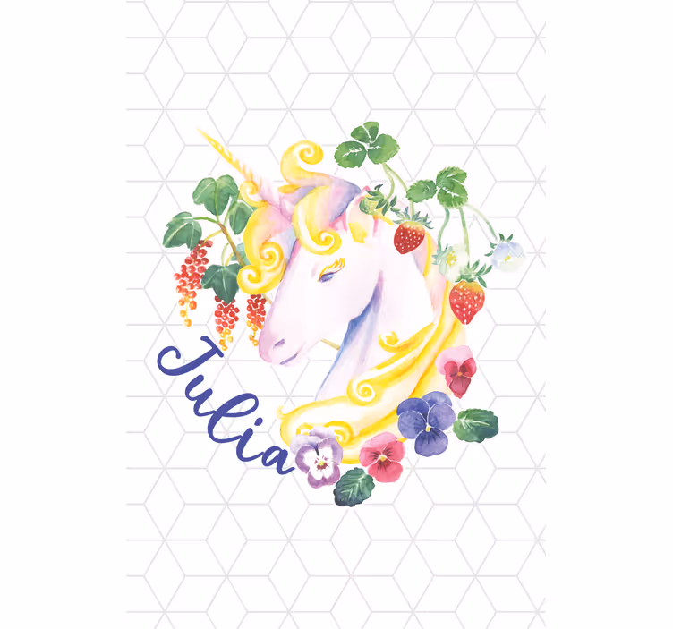 Floral unicorn with name blind kids - TenStickers