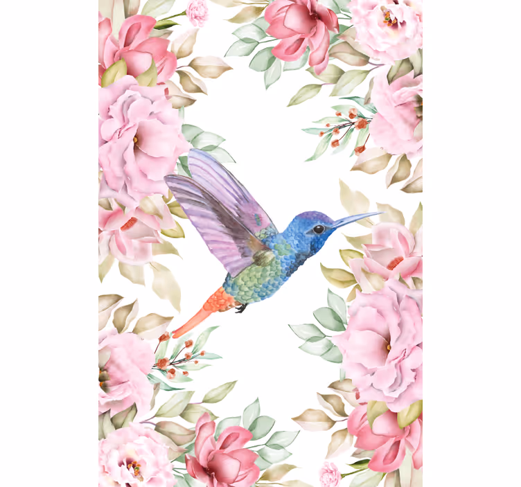 Hummingbird Among Roses blind flowers - TenStickers