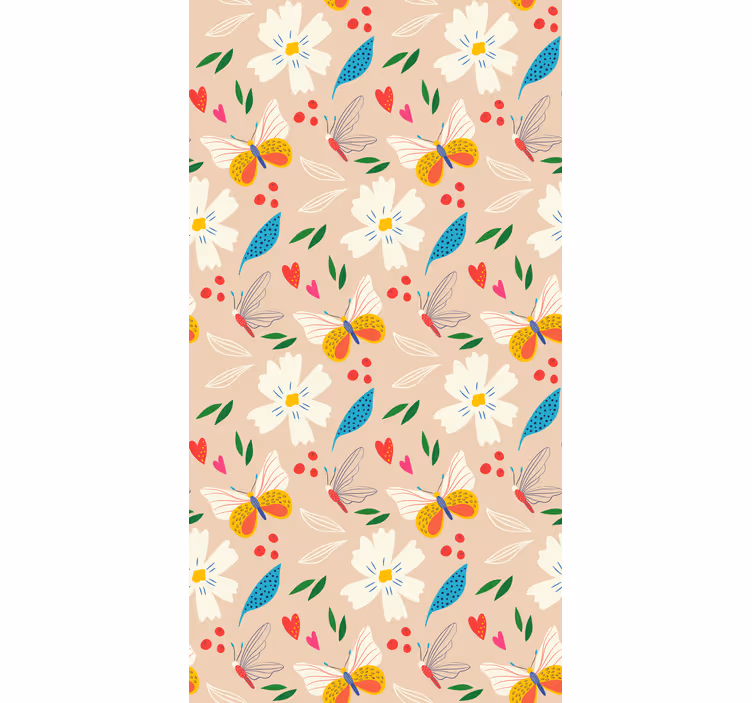 Beige floral pattern butterflies blind - TenStickers